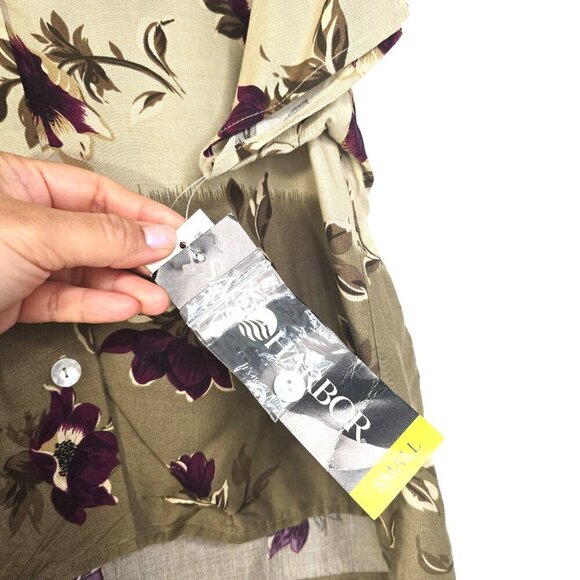 Vintage NWT Sag Harbor Green Floral Hawaiian Pearl Button Front Relaxed Blouse - Picture 7 of 7